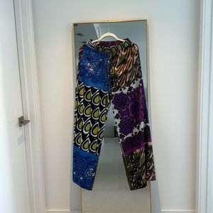 Zara Wide Leg Patchwork Flowy Pants Satin